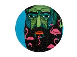 Mulga The Artist Ceramic Round Coaster 10.5m Flamingo Man
