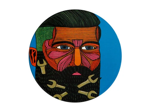 Mulga The Artist Ceramic Round Coaster 10.5cm Spanner Man 3 Mulga The Artist Ceramic Round Coaster 10.5cm Spanner Man