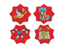 Donna Sharam Wonderland Star Shape Coaster 10.5cm Set Of 4 Red