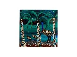 Melanie Hava Jugaig-Bana-Wabu Ceramic Square Coaster 10cm Cassowaries Home