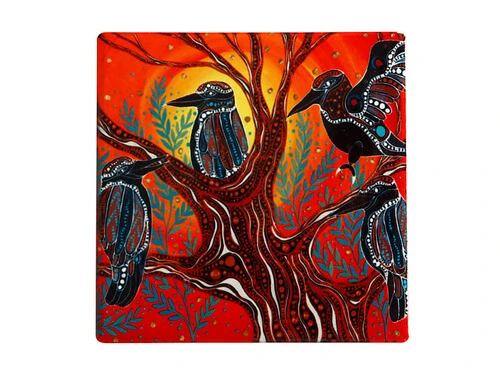 Melanie Hava Journeys Ceramic Coaster 10cm Kookaburras 3 Melanie Hava Journeys Ceramic Coaster 10cm Kookaburras