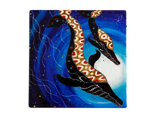 Melanie Hava Journeys Ceramic Coaster 10cm Whales 3 Melanie Hava Journeys Ceramic Coaster 10cm Whales