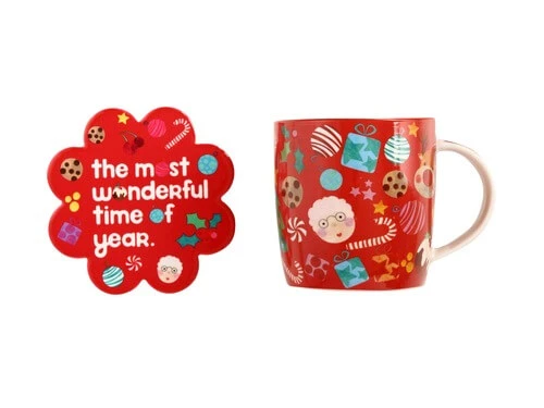 Kasey Rainbow Sparkly Season Mug 350ML & Coaster Set Red Gift Boxed 5 Kasey Rainbow Sparkly Season Mug 350ML & Coaster Set Red Gift Boxed - Image 3