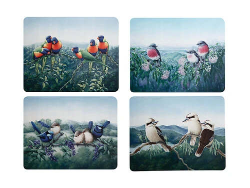Birds Of Australia KC 10yr Anniversary Cork Back Placemat 34x26.5cm Set Of 4 Gift Boxed 3 Birds Of Australia KC 10yr Anniversary Cork Back Placemat 34x26.5cm Set Of 4 Gift Boxed
