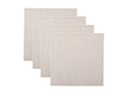 Table Accents Leather Look Alligator Coaster 10x10cm Set Of 4 White