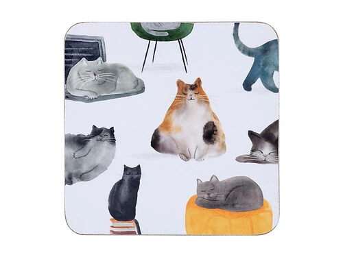Marc Martin Feline Friends Cork Back Coaster 10.5cm Set Of 4 Gift Boxed 3 Marc Martin Feline Friends Cork Back Coaster 10.5cm Set Of 4 Gift Boxed