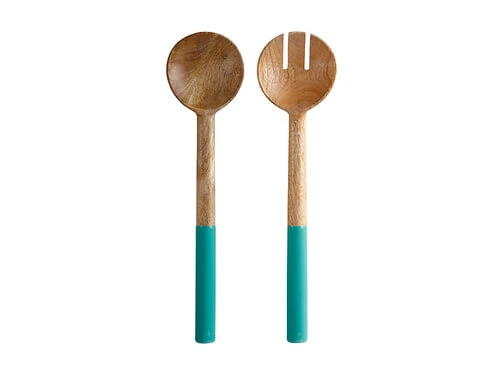 Mezze Salad Servers Mango Wood Enamel Finish 31cm Jade 3 Mezze Salad Servers Mango Wood Enamel Finish 31cm Jade
