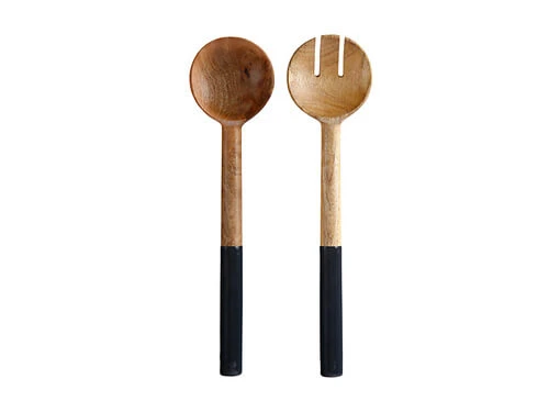Mezze Salad Servers Mango Wood Enamel Finish 31cm Charcoal 3 Mezze Salad Servers Mango Wood Enamel Finish 31cm Charcoal