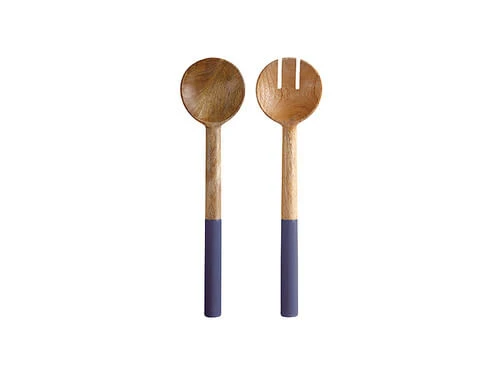 Mezze Salad Servers Mango Wood 31cm Denim 3 Mezze Salad Servers Mango Wood 31cm Denim