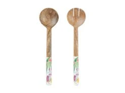 Royal Botanic Gardens Native Blooms Salad Servers Wood Enamel 31cm