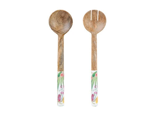 Royal Botanic Gardens Native Blooms Salad Servers Wood Enamel 31cm 3 Royal Botanic Gardens Native Blooms Salad Servers Wood Enamel 31cm
