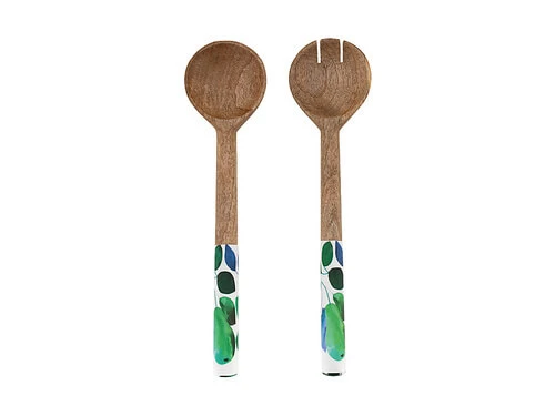 Giverny Salad Servers Wood Enamel 31cm 3 Giverny Salad Servers Wood Enamel 31cm