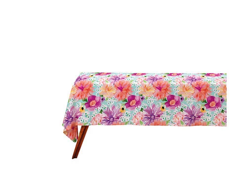 Teas & C's Dahlia Daze Cotton Rectangular Tablecloth 270x150cm Sky 3 Teas & C's Dahlia Daze Cotton Rectangular Tablecloth 270x150cm Sky