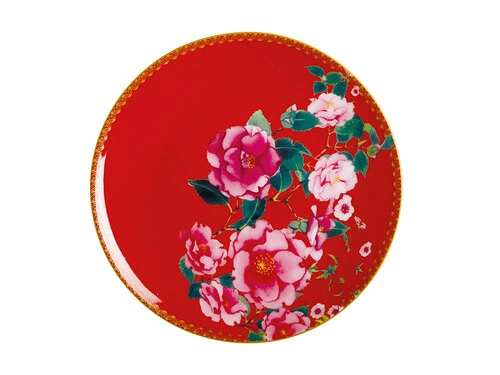 Teas & C's Silk Road Coupe Plate 19.5cm Cherry Red Gift Boxed 3 Teas & C's Silk Road Coupe Plate 19.5cm Cherry Red Gift Boxed