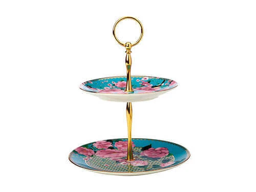 Teas & C's Silk Road 2 Tier Cake Stand Aqua Gift Boxed 4 Teas & C's Silk Road 2 Tier Cake Stand Aqua Gift Boxed - Image 2