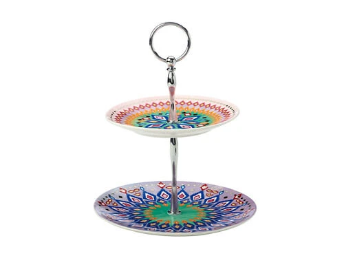 Teas & C's Zanzibar 2 Tiered Cake Stand Gift Boxed 3 Teas & C's Zanzibar 2 Tiered Cake Stand Gift Boxed