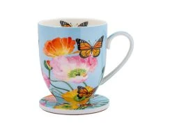 Gabby Malpas Posey Mug & Coaster Set Field Of Poppies Gift Boxed