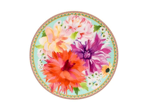 Teas & C's Dahlia Daze Coupe Plate 19.5cm Sky Gift Boxed 3 Teas & C's Dahlia Daze Coupe Plate 19.5cm Sky Gift Boxed