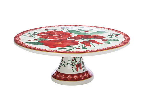 Mistletoe Footed Cake Stand 30cm Gift Boxed 3 Mistletoe Footed Cake Stand 30cm Gift Boxed