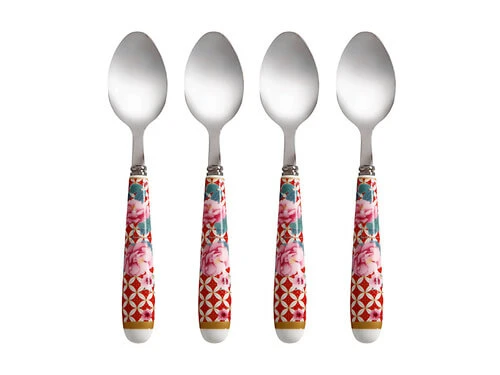 Teas & C's Silk Road Teaspoon Set Of 4 Cherry Red Gift Boxed 3 Teas & C's Silk Road Teaspoon Set Of 4 Cherry Red Gift Boxed
