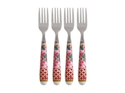 Maxwell & Williams Shop 27 Teas & C's Silk Road Cake Fork Set Of 4 Cherry Red Gift Boxed