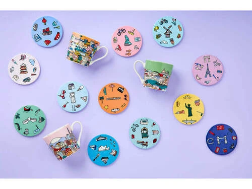 Megan McKean Cities Ceramic Round Coaster 10.5cm Tokyo 5 Megan McKean Cities Ceramic Round Coaster 10.5cm Tokyo - Image 3