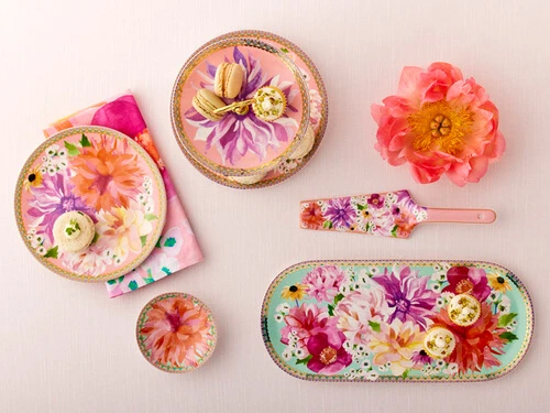 Teas & C's Dahlia Daze Coupe Plate 19.5cm Pink Gift Boxed 4 Teas & C's Dahlia Daze Coupe Plate 19.5cm Pink Gift Boxed - Image 2